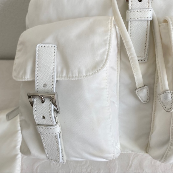 Prada white Re-Nylon medium backpack with pouch - Picture 11 of 16